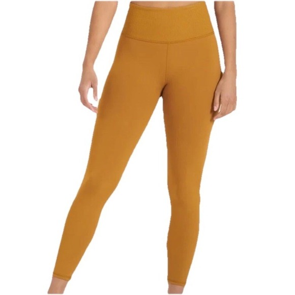 Vuori Pants - Vuori Ultra High Rise Rib Studio Stretch Leggings In Dark Golden Size XS